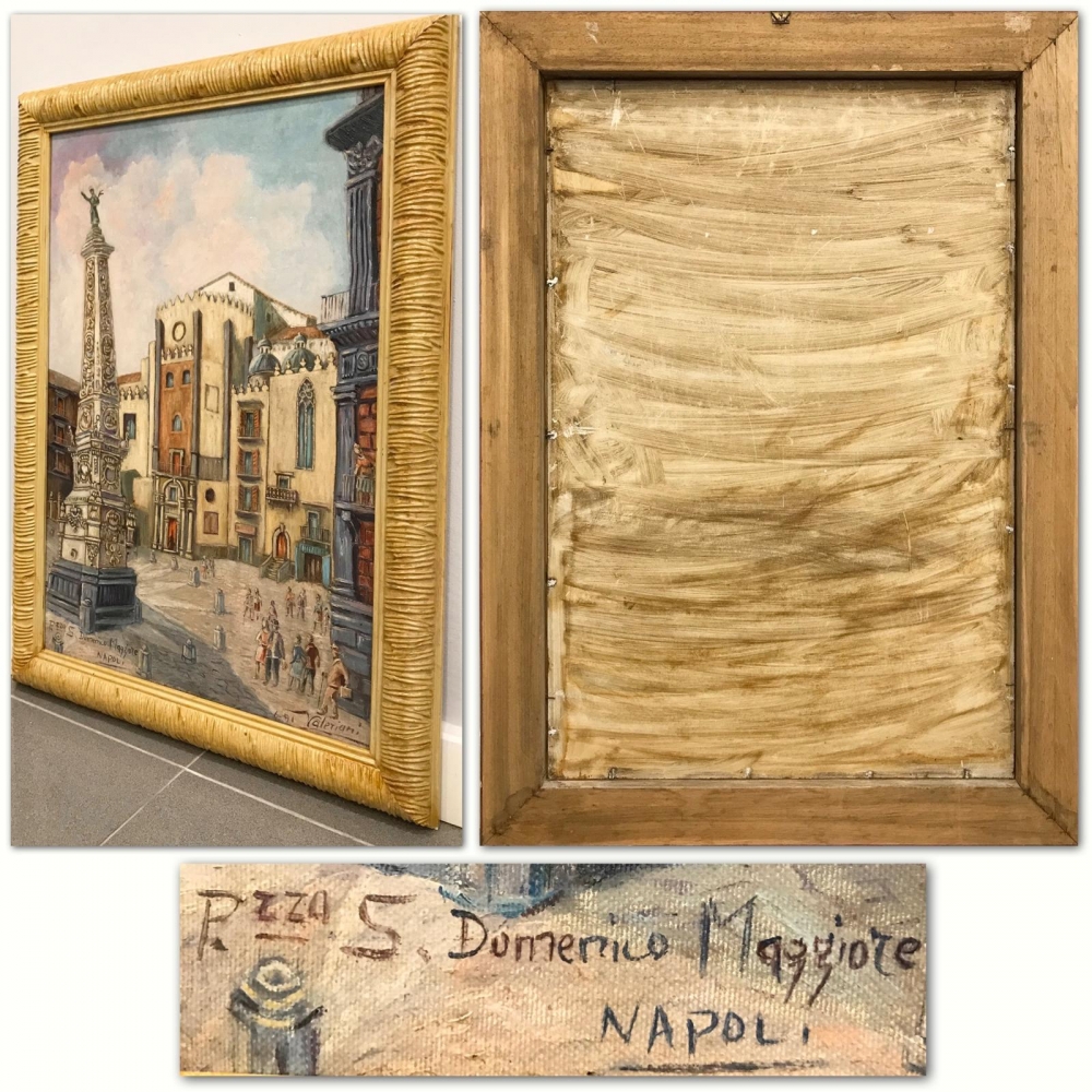 “Piazza S.Domenico Maggiore a Napoli”, Luciano Valeriani (1932-2007), 1991