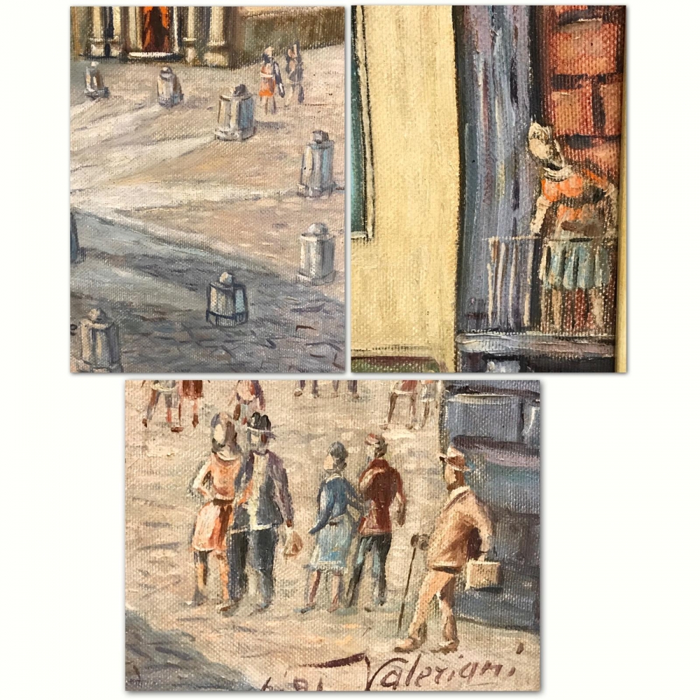 “Piazza S.Domenico Maggiore a Napoli”, Luciano Valeriani (1932-2007), 1991
