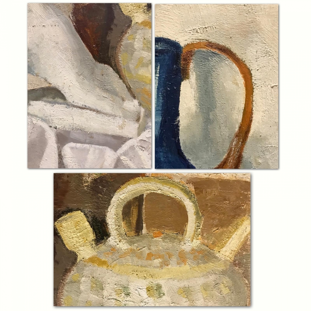 “Naturaleza Muerta con Fragmento Escultórico y Jarra Azul”, Soledad Barrio 1968