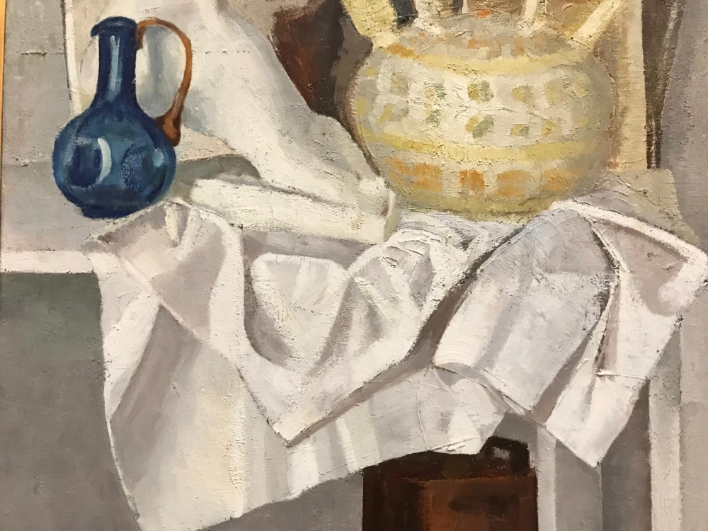 “Naturaleza Muerta con Fragmento Escultórico y Jarra Azul”, Soledad Barrio 1968