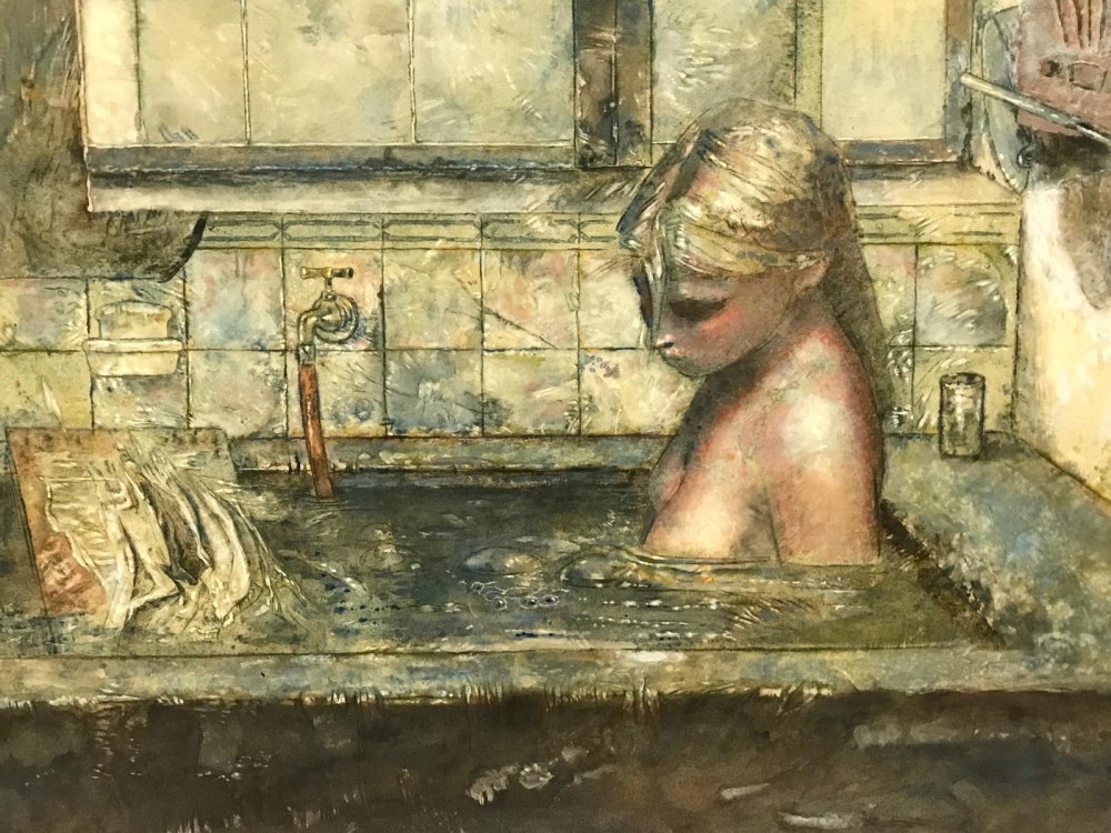”Desnudo Femenino en Baño”, Juan Rodríguez Borobio (1936-?), segunda mitad del siglo XX