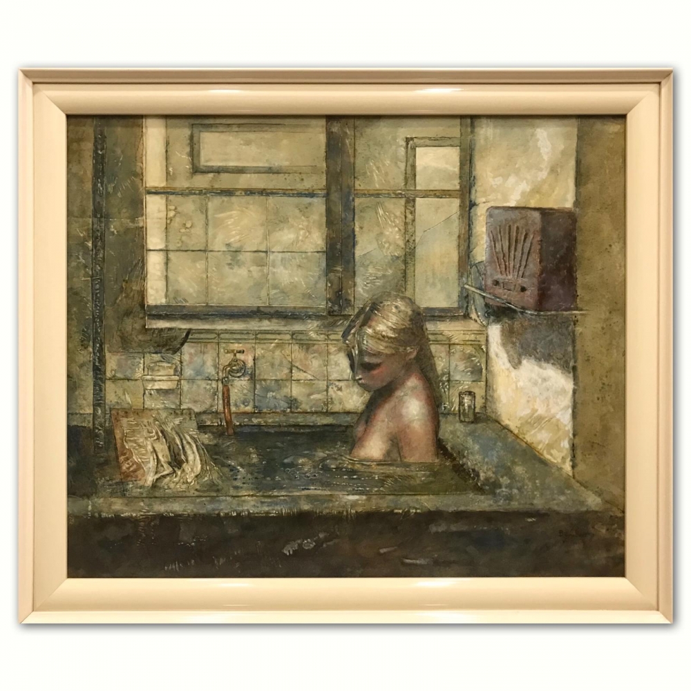 ”Desnudo Femenino en Baño”, Juan Rodríguez Borobio (1936-?), segunda mitad del siglo XX