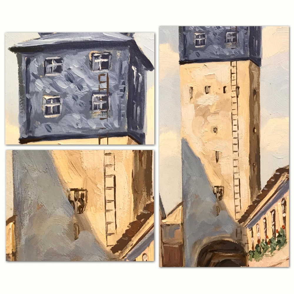 ”Vista del Scherenhof y la Puerta de Würzburg”, Hugo Gatscher (1921-2009), años 70 del siglo XX