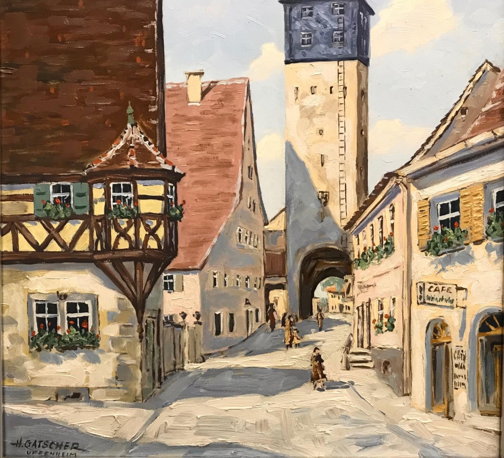 ”Vista del Scherenhof y la Puerta de Würzburg”, Hugo Gatscher (1921-2009), años 70 del siglo XX