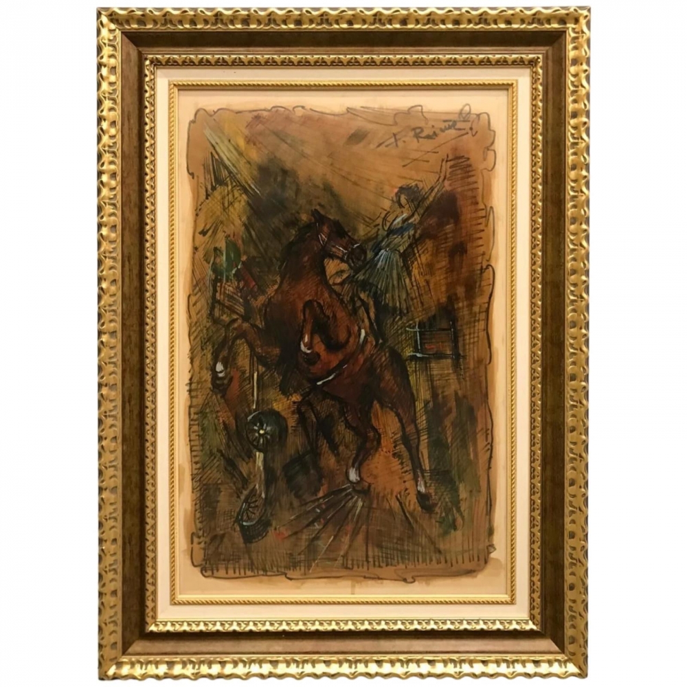 ”Amazona con Caballo”, escuela europea, años 50-60 del siglo XX