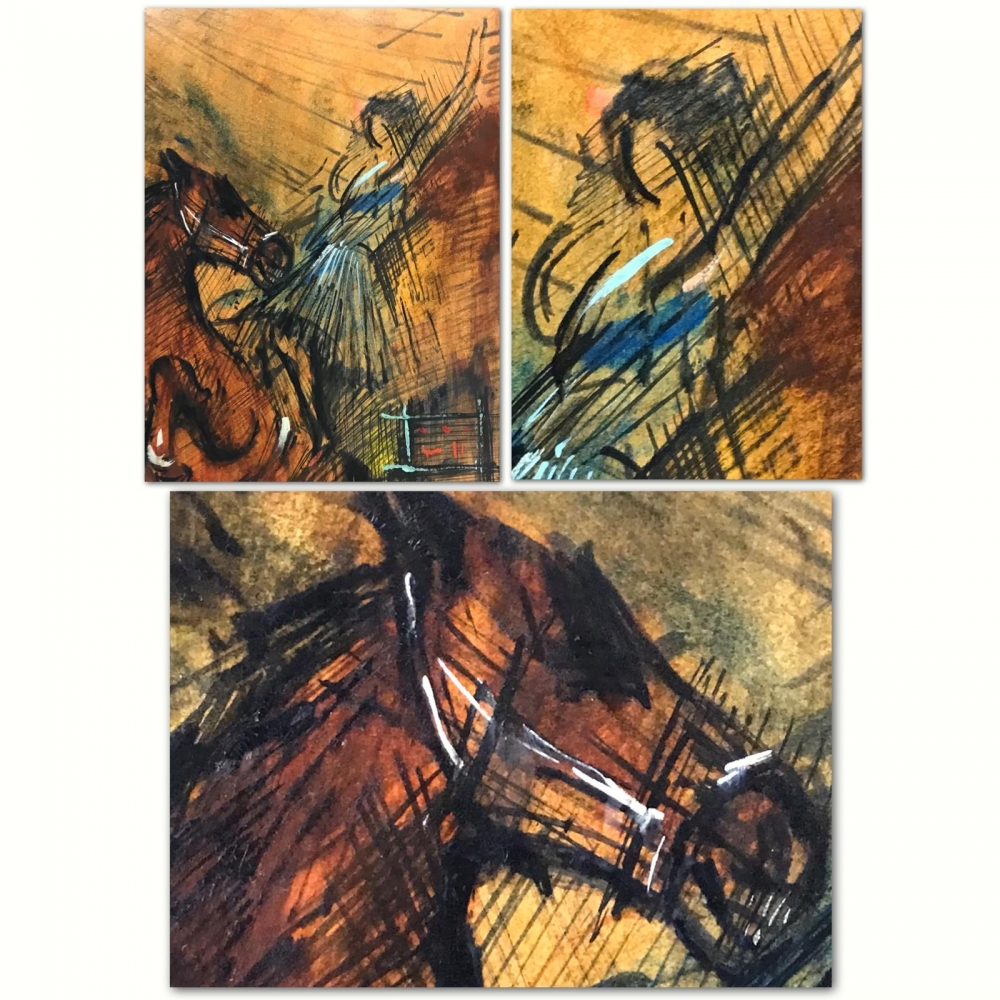 ”Amazona con Caballo”, escuela europea, años 50-60 del siglo XX
