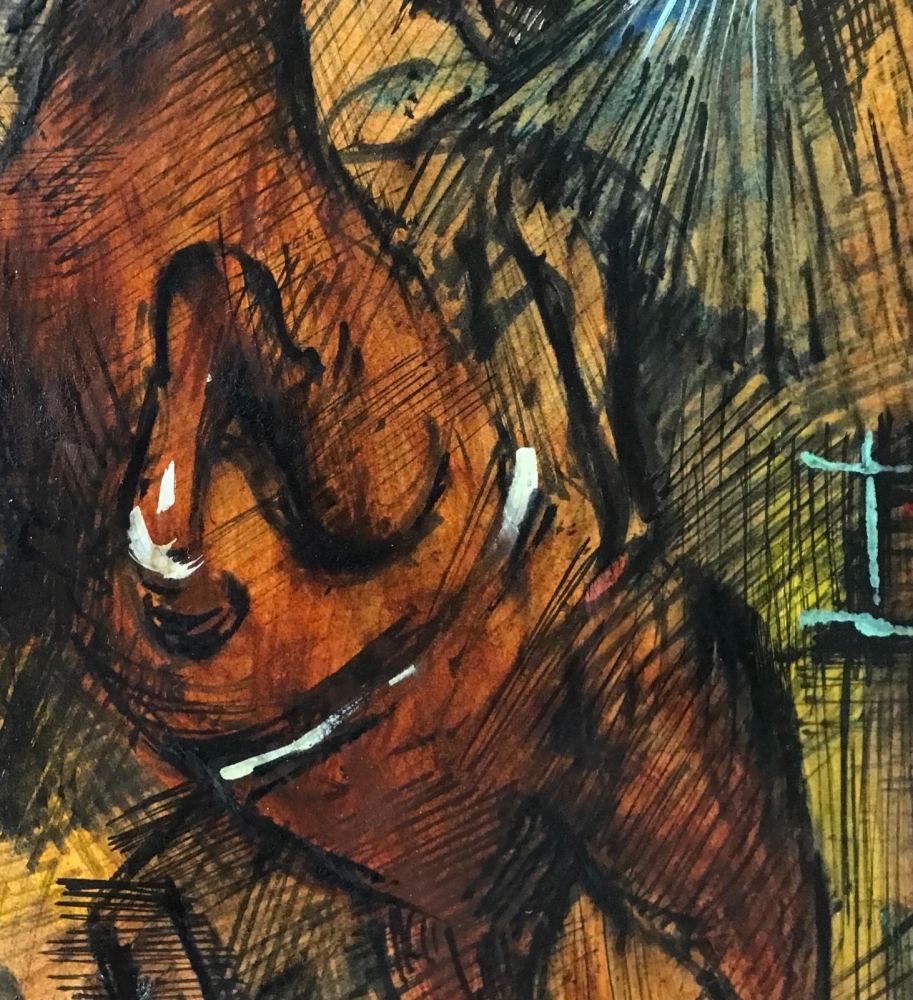 ”Amazona con Caballo”, escuela europea, años 50-60 del siglo XX