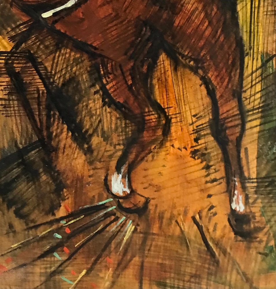 ”Amazona con Caballo”, escuela europea, años 50-60 del siglo XX