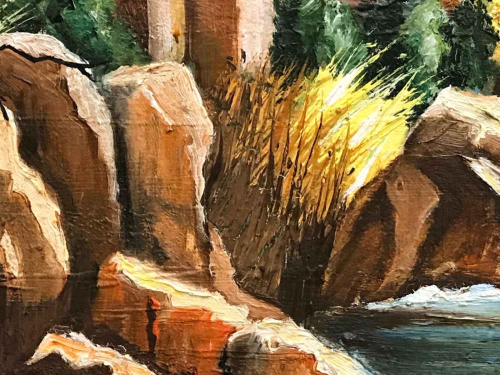 ”Paisaje Rocoso con Río en Otoño”, Matilde Alba Minondo (Granada), años 80-90 del siglo XX