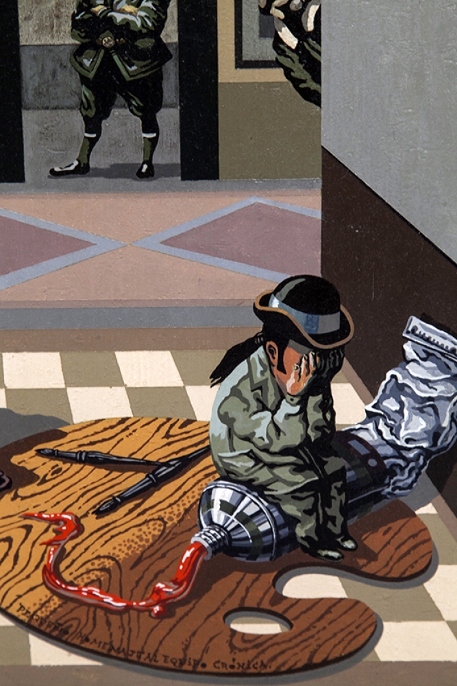 Reynerio Tamayo, Homenaje al Equipo Crónica, óleo sobre tabla, Cuba, 1998