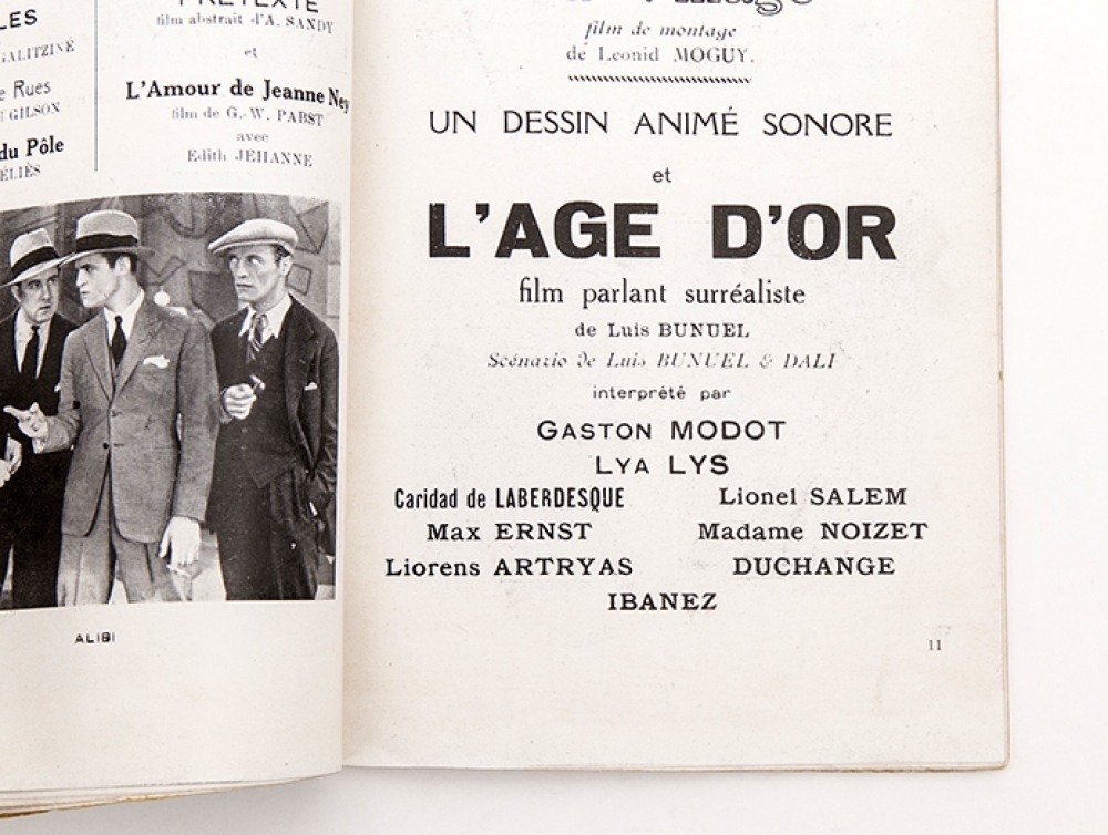 Programa original del estreno de l'Âge d'Or (La edad de Oro), Luis Buñuel, 1930