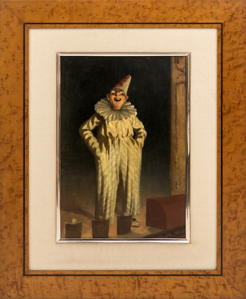 Pere Borrell del Caso, \"Pierrot\", óleo sobre lienzo, siglo XIX