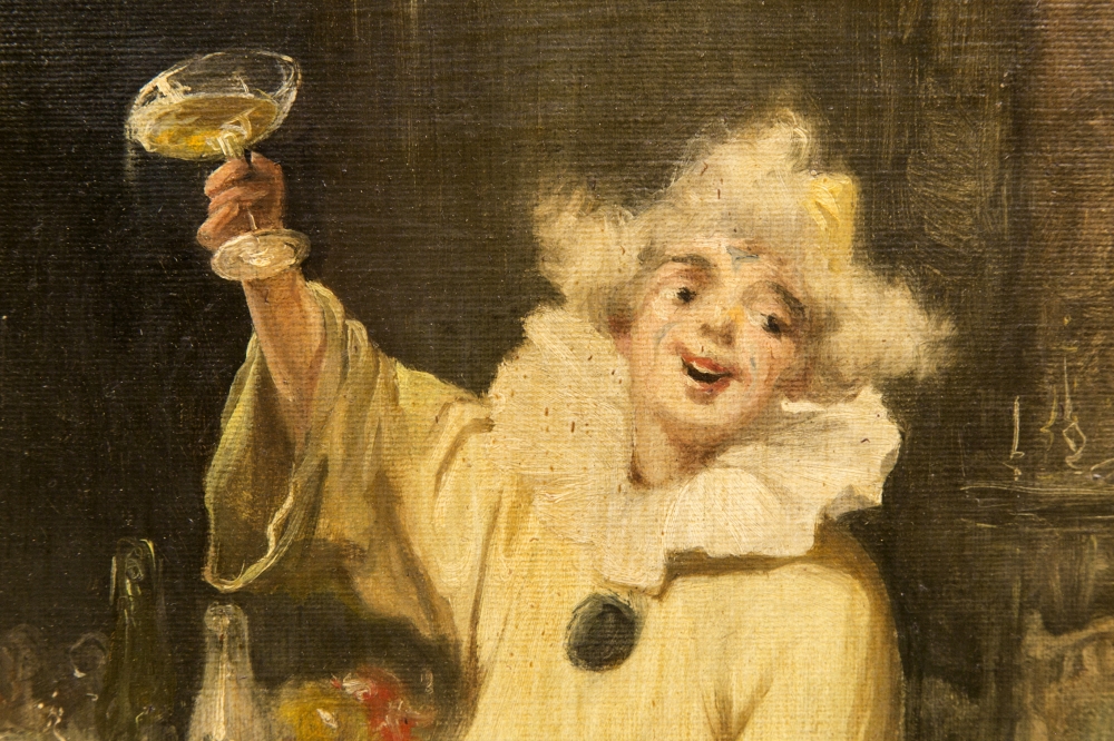 Pere Borrell del Caso, \"Pierrot\", óleo sobre lienzo, siglo XIX