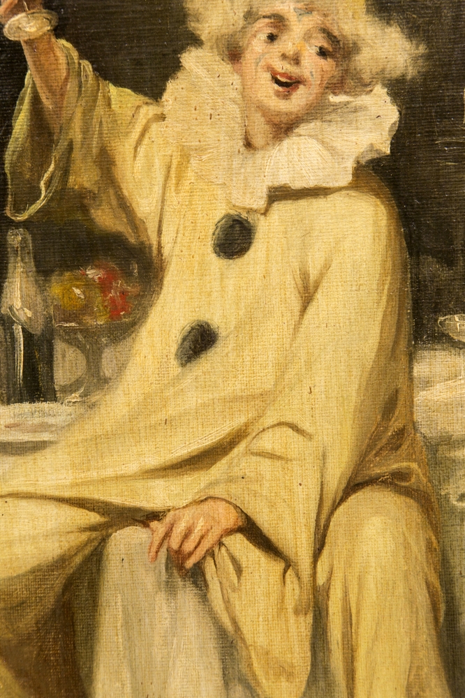 Pere Borrell del Caso, \"Pierrot\", óleo sobre lienzo, siglo XIX