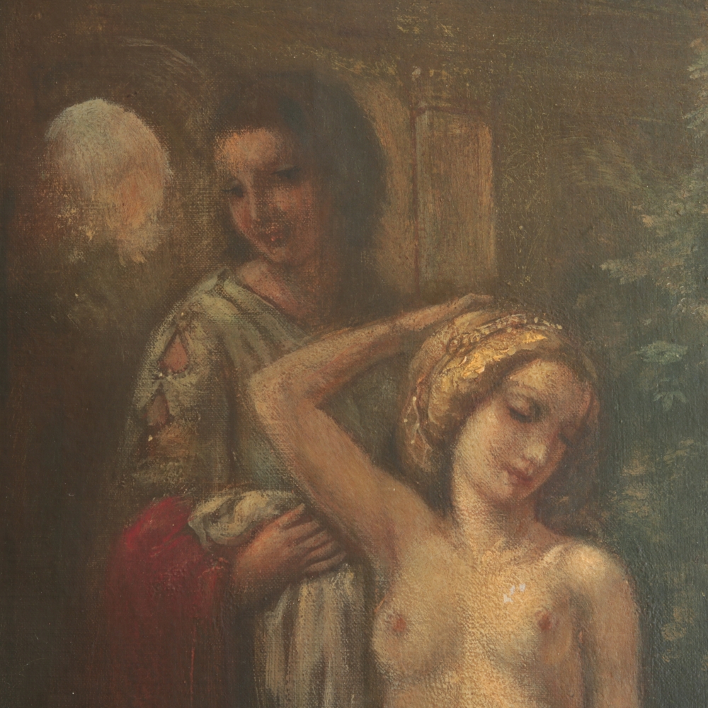 Henri van de Velde (1896–1969), atribuido, Escena de baño con desnudo femenino