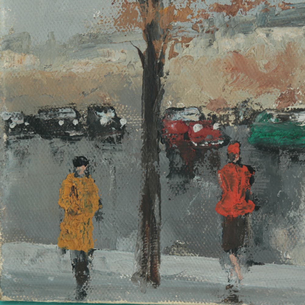 Pintura vintage del Arco del Triunfo de París, firmada Rigaud, hacia 1960