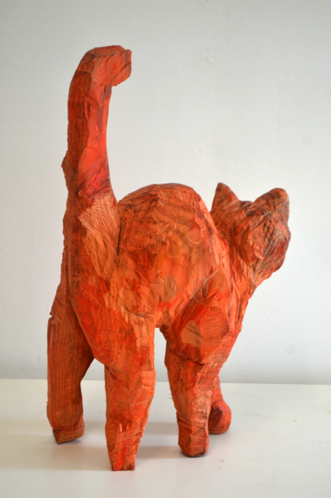 Joan Priego, escultura contemporánea, gato rojo, 2021