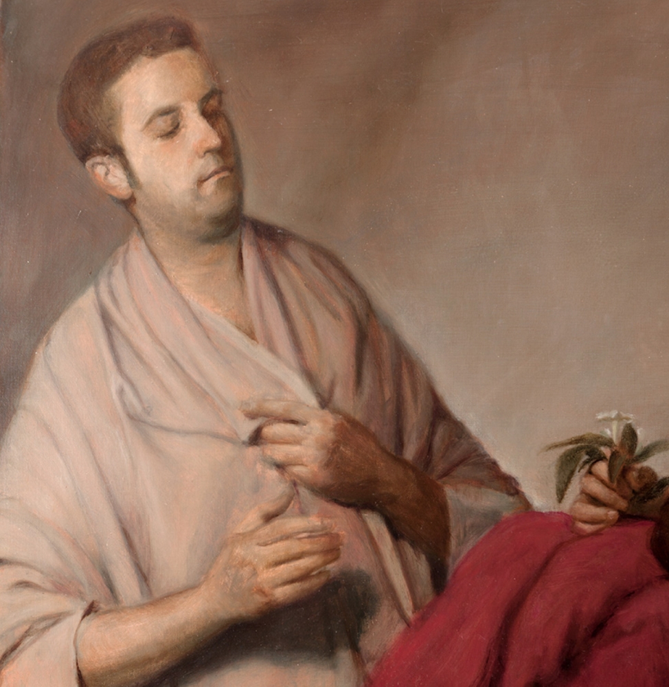 Manuel Paez Álvarez, pintura figurativa contemporánea, escena descendimiento, mitología Apolo