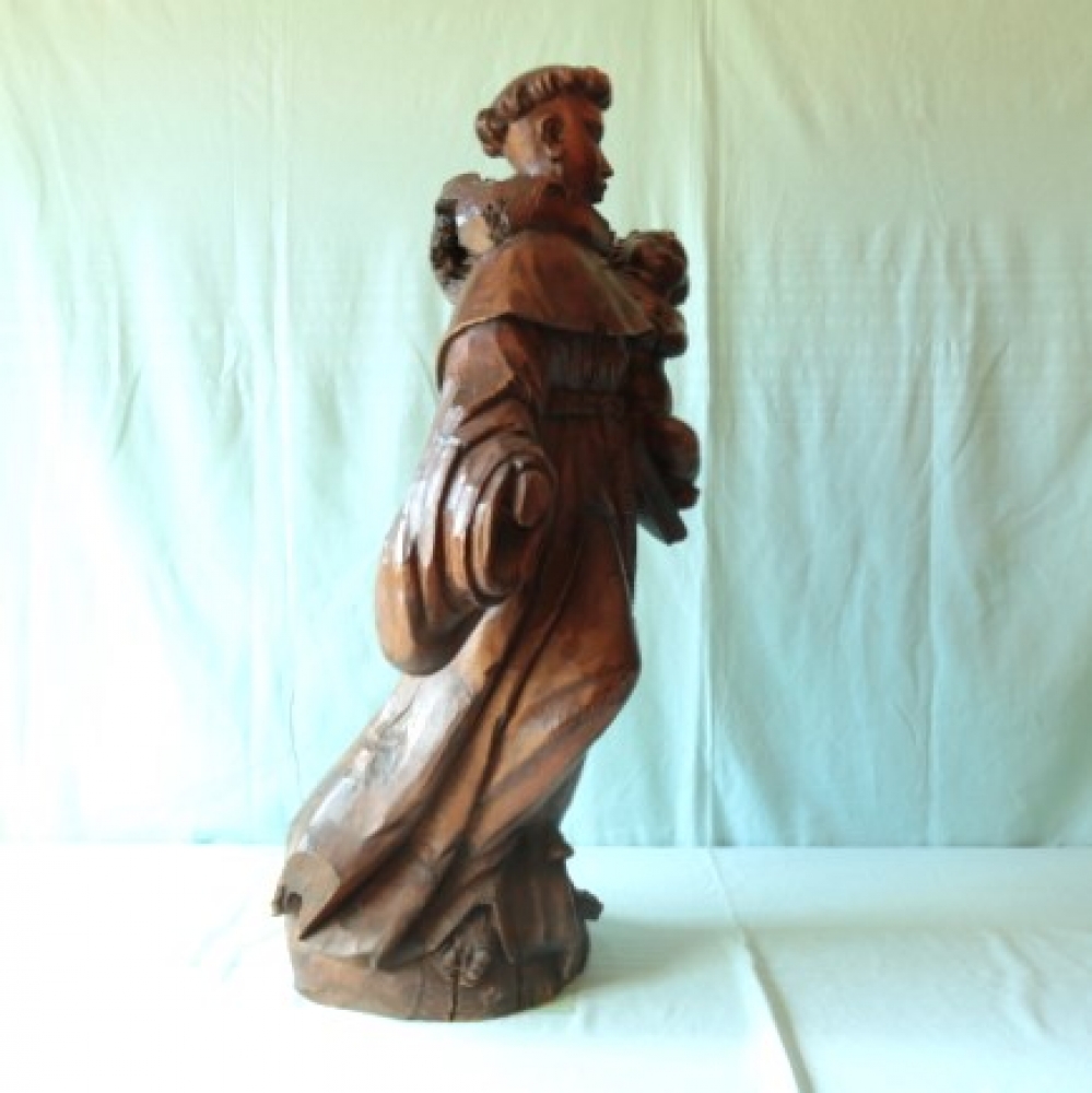 San Antonio de Padua con el Niño en nogal tallado, siglo XVIII