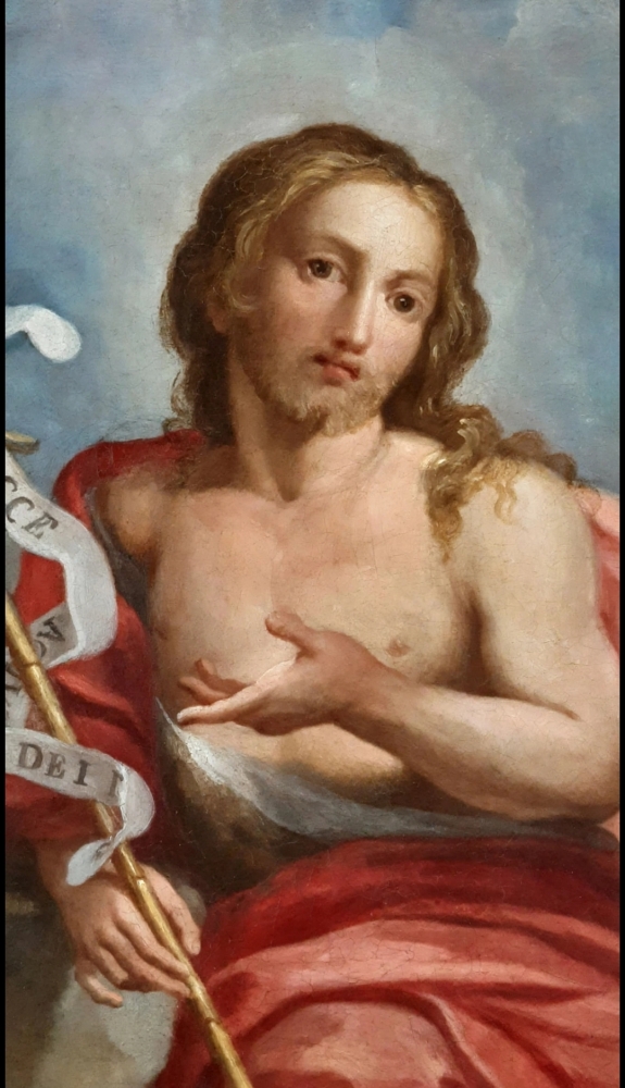 Óleo sobre cobre, San Juan Bautista, escuela italiana, siglo XVIII