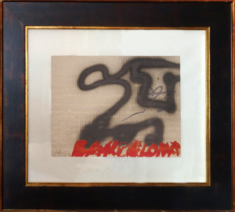 Antoni Tápies, grabado serigrafía sobre cartón, Barcelona, años 80