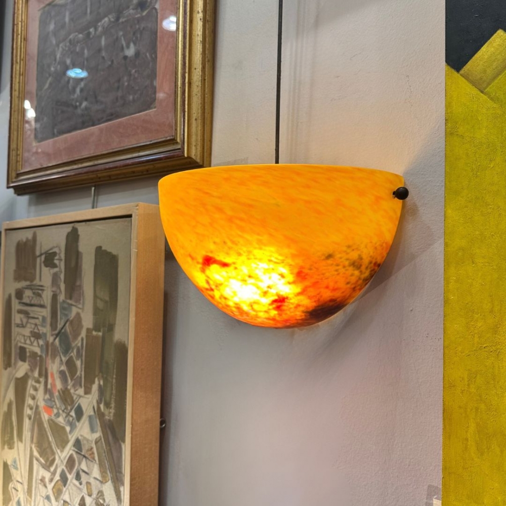 Pareja de apliques, vidrio doblado, Patrick Crespin para Le Verre Français, años 90, Francia