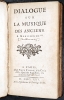 Año 1725 Diálogo sobre la música de los Antiguos, primera edición. Rarísima. Châteauneuf