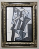 Miguel Ángel Campano, pintura abstracta, formas geométricas grises, 1990