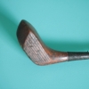 Conjunto antiguo de golf Hickory con bolsa de cuero, ca. 1900