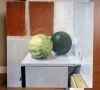Alessandro Taiana, pintura contemporánea realista, bodegón con sandías, 2003