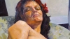 Pablo Schugurensky, pintura figurativa, desnudo de mujer sobre sofá