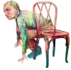 Samuel Salcedo, pintura contemporánea expresionista, hombre escondido, 2003