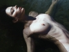Pintura figurativa desnudo de mujer en agua, mar, hiperrealista, Javier Arizabalo