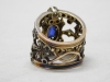 Anillo de plata, oro, diamantes y zafiros