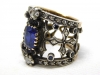 Anillo de plata, oro, diamantes y zafiros