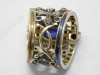 Anillo de plata, oro, diamantes y zafiros