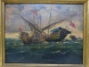Batalla naval, óleo sobre tela