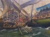 Batalla naval, óleo sobre tela