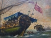 Batalla naval, óleo sobre tela