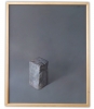 Federico Rodríguez González, pintura figurativa, bodegón minimalista con piedra, 2000