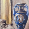 “Bodegón de rosas y jarrón”, Solange Devienne, Francia, siglo XX