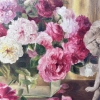 “Bodegón de rosas y jarrón”, Solange Devienne, Francia, siglo XX