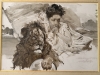 Pedro Sáenz Sáenz, Málaga, grisalla sobre cartón, Madrid 1898, alegoría de España