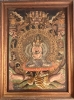 Antigua Thangka Tibetana Bhavachakra, rueda de la vida, Yama y Samsara, Tibet, 1920 aprox.