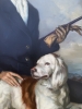 Francisco Ribera Gómez, retrato de una joven con perro de caza junto al mar, óleo