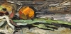 ”Naturaleza Muerta con Calas Blancas y Frutas”, Roberto Ortuño Pascual (1953), años 80 del siglo XX