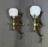 Pareja de apliques de bronce con motivos de dragones y tulipas art déco