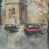 Pintura vintage del Arco del Triunfo de París, firmada Rigaud, hacia 1960