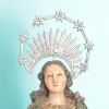 Inmaculada Concepción barroca del siglo XVIII en madera policromada con diadema de plata