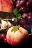 Lu Zhengyuan, fotografía contemporánea digital, bodegón con flores y frutas, 2008